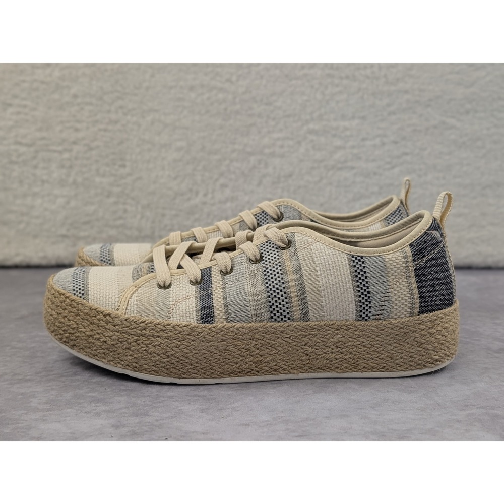 BOBS from Skechers Sesame Sun Struck Navy Multi Striped Espadrille Sneakers 9.5